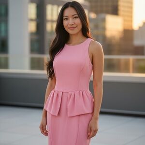 bebe Pink Peplum Midi Dress